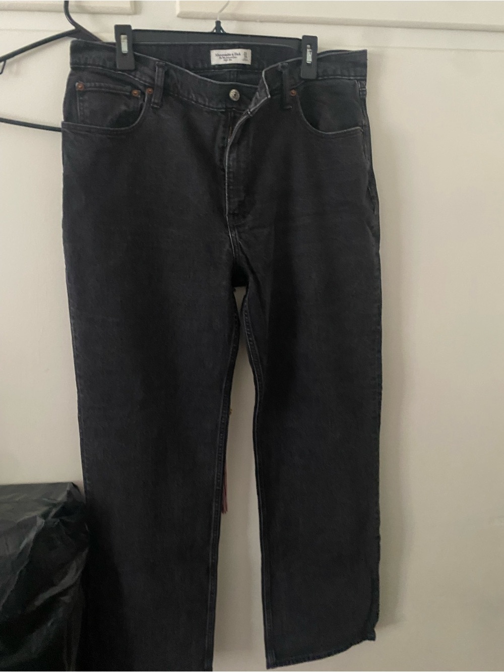 Abercrombie & Fitch Women’s High-Rise Straight Jeans — Charcoal Black